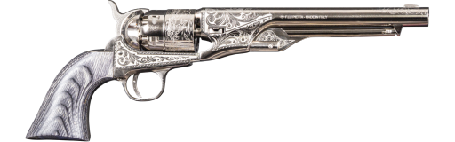 Revolver poudre noire Pietta 1860 Army Nickelé Gravé Cal. 44