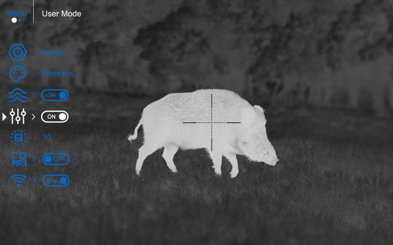 Image de vision thermique montrant la détection d’un animal en conditions nocturnes